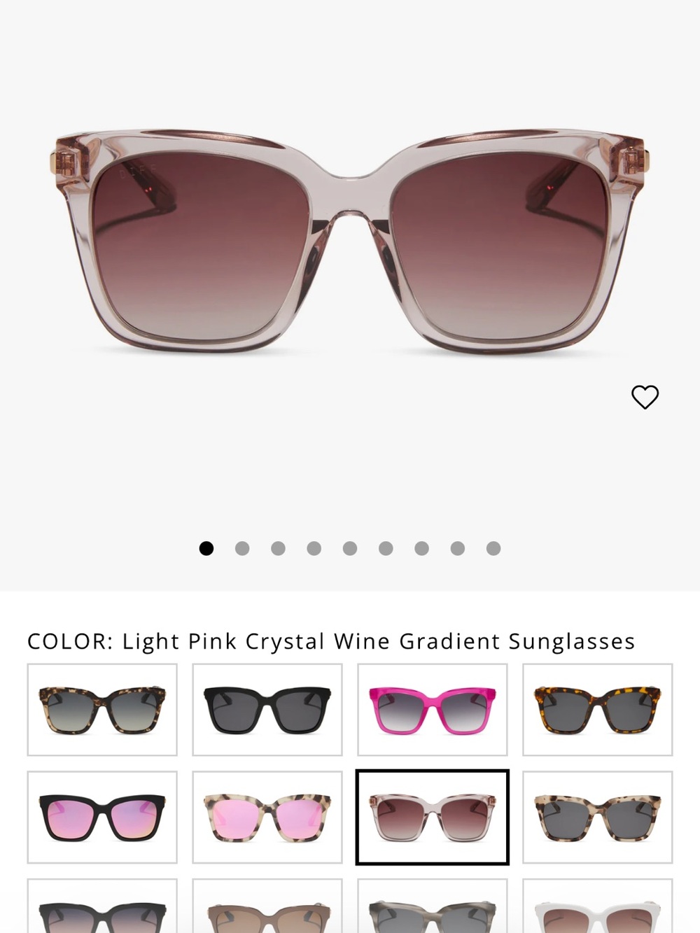 NWOT Diff Eyewear BELLA Light Pink Crystal Wine Gradient Sunglasses - Picture 10 of 12